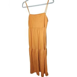 Zara Yellow Orange Tiered Midi Sundress